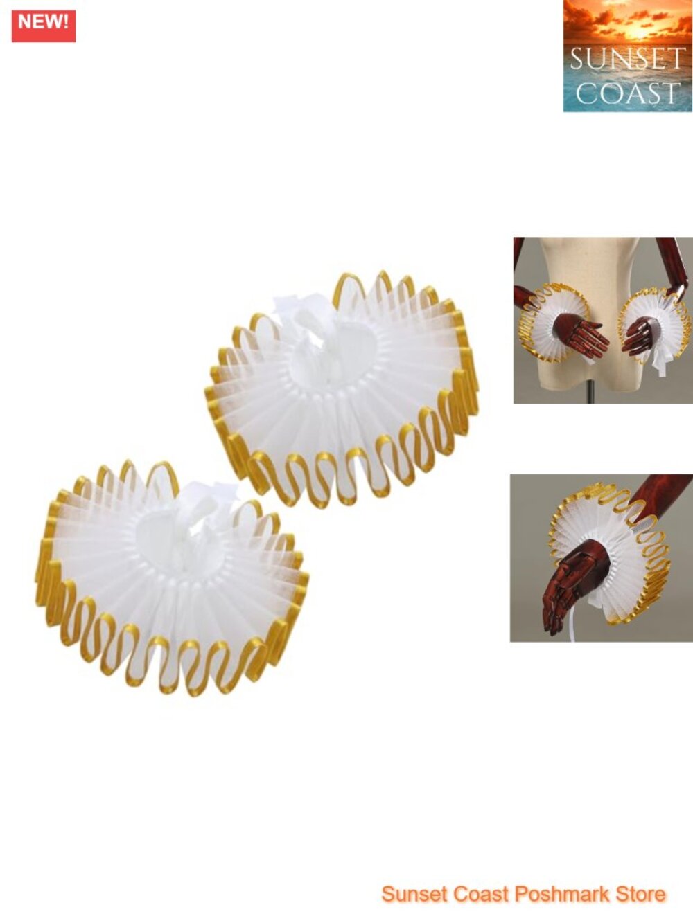 Elizabethan Chiffon Neck Ruff Detachable Collar Medieval Costume